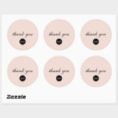 Sticker Rond Logo Merci Script Rose Pâle (Feuille)