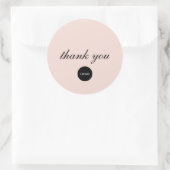 Sticker Rond Logo Merci Script Rose Pâle (Sac)