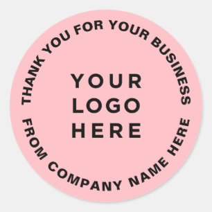 Sticker Rond logo Merci simple rose pâle