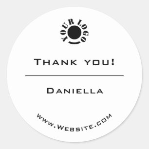 Sticker Rond Logo minimaliste en Merci simple noir et blanc