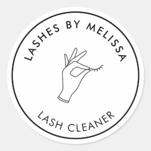 Sticker Rond Logo minimaliste main et cils cercle blanc