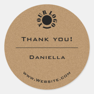 Sticker Rond Logo minimaliste Vintage Kraft en Merci simple