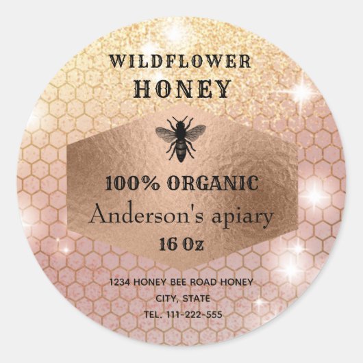 Sticker Rond Logo moderne élégant rose en or brillant (Devant)