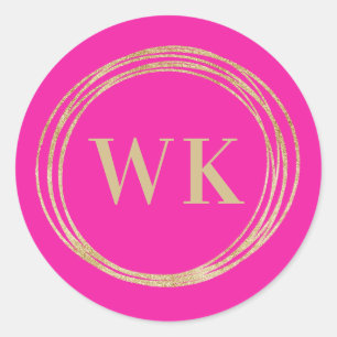 Sticker Rond Logo Monogram Pink Gold Business