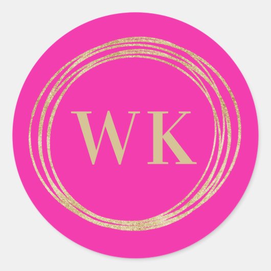 Sticker Rond Logo Monogram Pink Gold Business (Devant)
