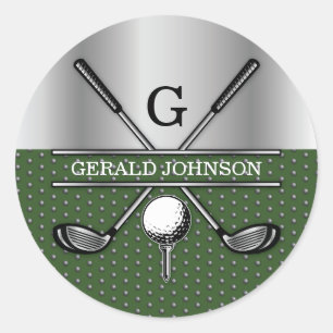 Sticker Rond Logo monogramme de golf élégant personnalisé