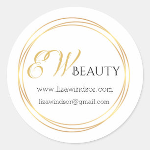 Sticker Rond Logo monogramme moderne en cercle doré