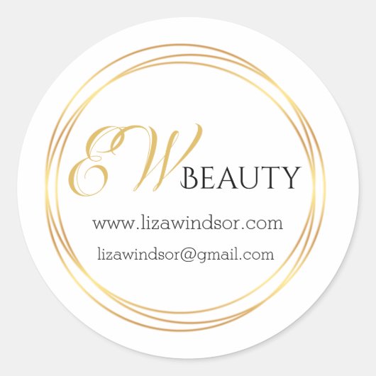 Sticker Rond Logo monogramme moderne en cercle doré (Devant)