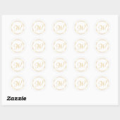 Sticker Rond Logo monogramme moderne en cercle doré (Feuille)