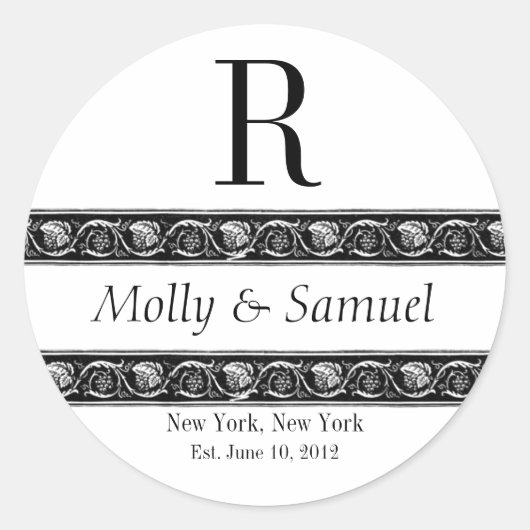 Sticker Rond Logo Monogramme Nom de l'organisation Date Étiquet (Devant)