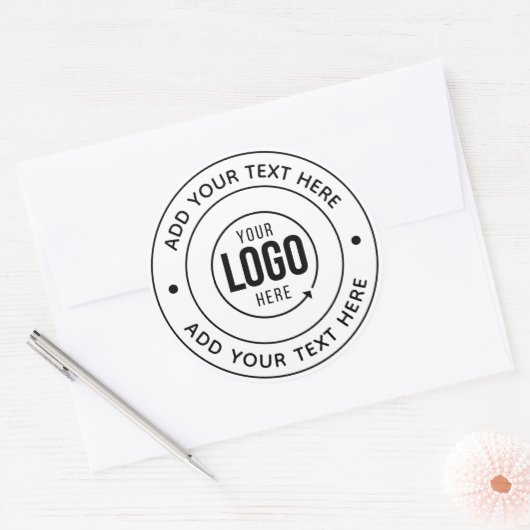 Sticker Rond Logo Monogramme Personnalisé | Ajouter un Texte Pe (Enveloppe)