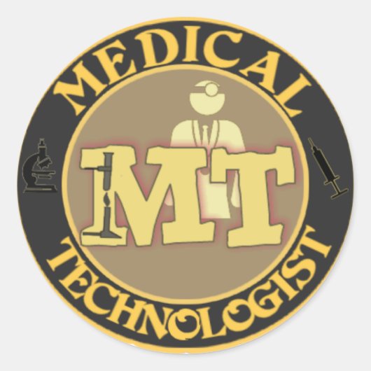 STICKER ROND LOGO MT BADGE - TECHNOLOGUE MÉDICALE - LABORATOIRE (Devant)