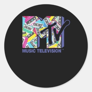 Sticker Rond Logo MTV Avec Bandes Retro 80s