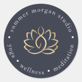 Sticker Rond Logo Navy & Gold Lotus | Yoga Wellness Spa (Devant)