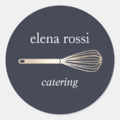 Sticker Rond Logo Navy & Gold Whisk | Chef Caterer Baker (Devant)