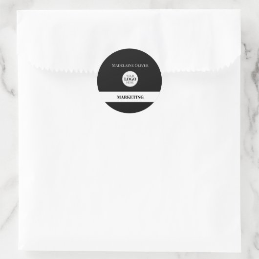 Sticker Rond Logo noir blanc employé simple (Sac)