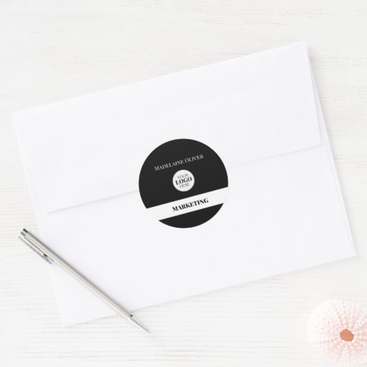 Sticker Rond Logo noir blanc employé simple (Enveloppe)