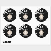 Sticker Rond Logo Noir Blanc & Faveur Fleurs (Feuille)