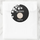 Sticker Rond Logo noir et blanc & Faveur de fleurs (Sac)