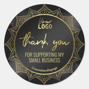 Sticker Rond Logo noir Merci Mandala