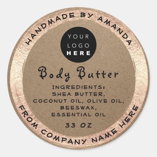 Sticker Rond Logo Nom artisanal Beurre corporel Papier cosmétiq (Devant)