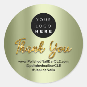 Sticker Rond Logo Nom de la société Merci Monnaie d'achat Or