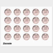 Sticker Rond Logo Nom Maquilleuse Coiffeuse  Drips Rose Paillet (Feuille)