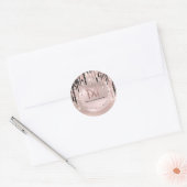 Sticker Rond Logo Nom Maquilleuse  Gouttes Rose Pailleur (Enveloppe)