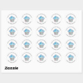 Sticker Rond Logo Nom Web Merci Cake Bakery Blue Silver (Feuille)