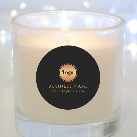 Sticker Rond Logo Or & Texte Personnalisé Entreprise Marque Com