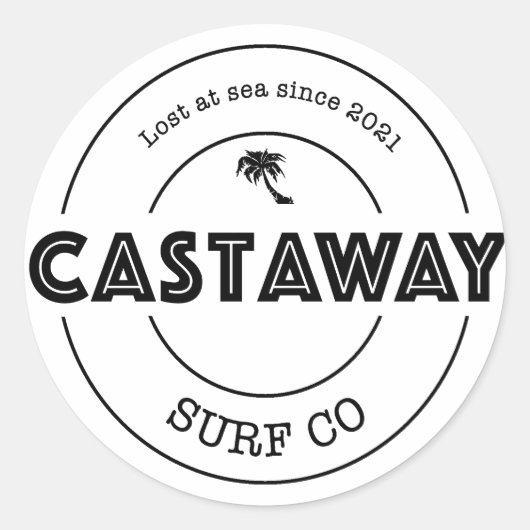 Sticker Rond Logo original de Castaway Surf Co. (Devant)