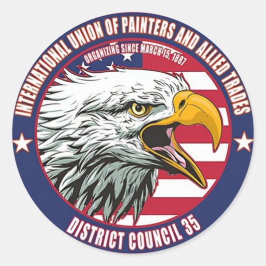 Sticker Rond Logo Painters Union District 35 Eagle (Devant)