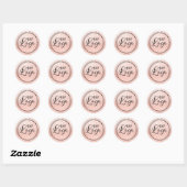Sticker Rond Logo Pale Rose Gold Glam Texture (Feuille)