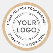 Sticker Rond Logo papier Kraft look affaires frontière merci (Devant)
