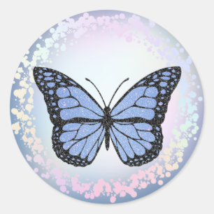 Sticker Rond logo papillon bleu