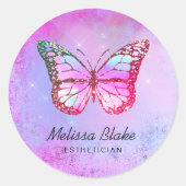 Sticker Rond logo papillon violet (Devant)