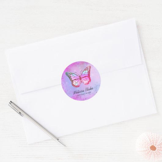 Sticker Rond logo papillon violet (Enveloppe)