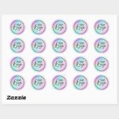 Sticker Rond Logo Pastel Rose Turquoise Holographique Dégradé (Feuille)