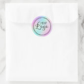 Sticker Rond Logo Pastel Rose Turquoise Holographique Dégradé (Sac)