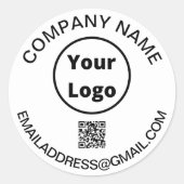 Sticker Rond Logo personnalisé avec code QR et courriel (Devant)