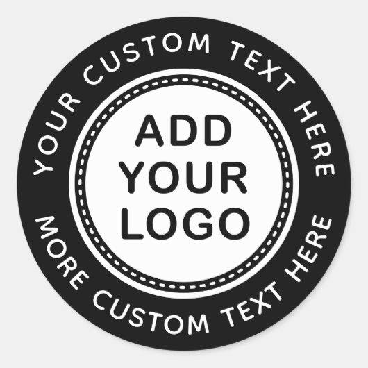 Sticker Rond Logo personnalisé et modèle commercial texte noir (Devant)