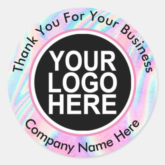 Sticker Rond Logo Personnalisé Holographique Abstrait Avec Text (Devant)