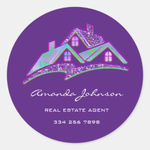 Sticker Rond Logo Personnalisé Maison Immobilier Agent Parties