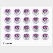Sticker Rond Logo personnalisé Nom rose holographique pour peti (Feuille)