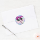 Sticker Rond Logo personnalisé Nom rose holographique pour peti (Enveloppe)
