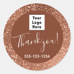 Sticker Rond Logo personnalisé nommé Glitter Chocolat et Beige