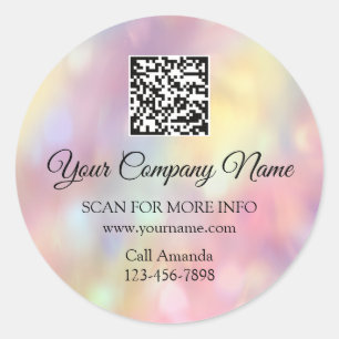 Sticker Rond Logo personnalisé QR Code Holographe promotionnel.