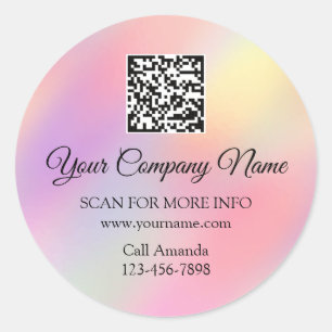 Sticker Rond Logo personnalisé QR Code Holographe promotionnel.