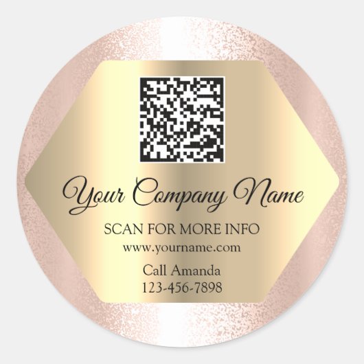 Sticker Rond Logo personnalisé QR Code promotionnel Gold Frame  (Devant)