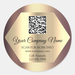 Sticker Rond Logo personnalisé QR Code Promotionnels Rose Gold